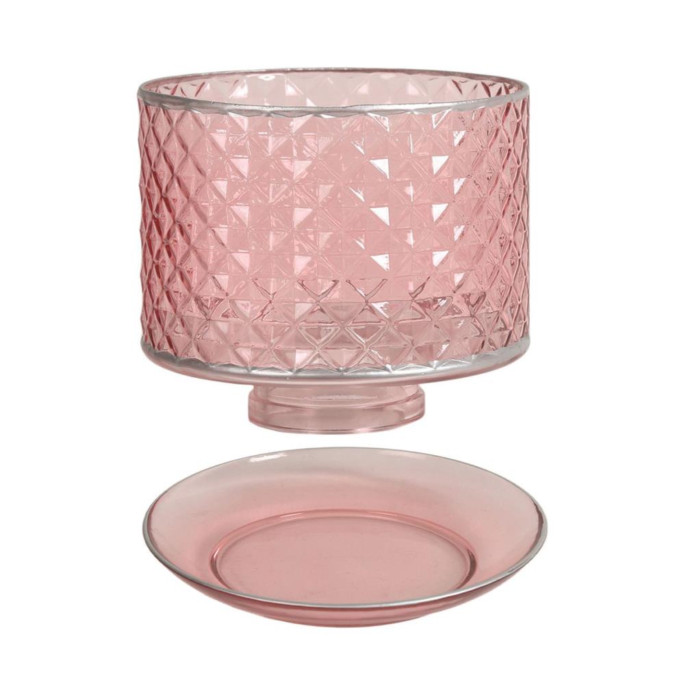 Aroma Pink & Silver Quilted Glass Shade & Tray £13.04